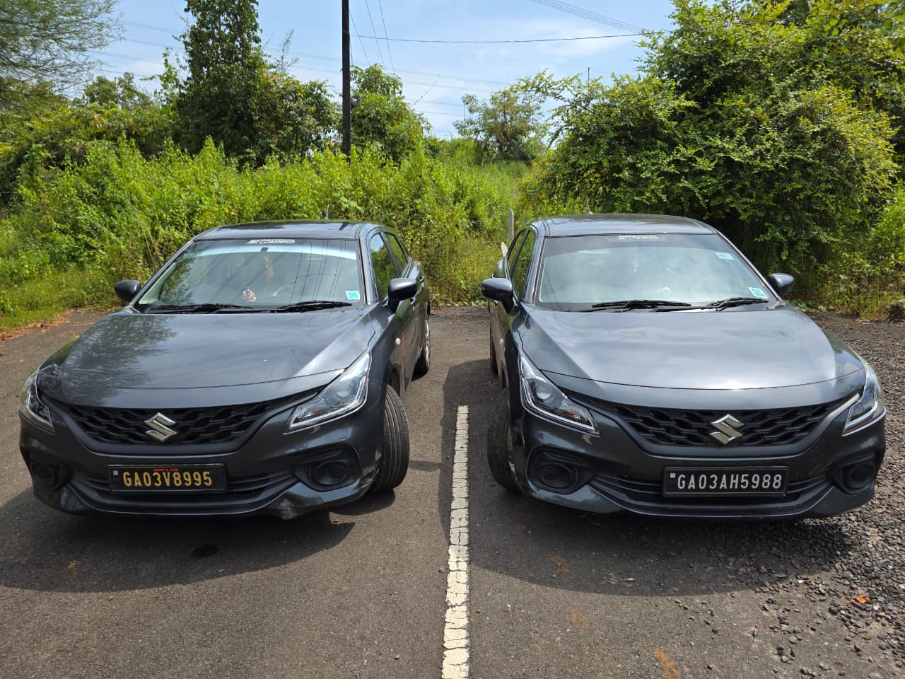 Two Baleno cars lined together